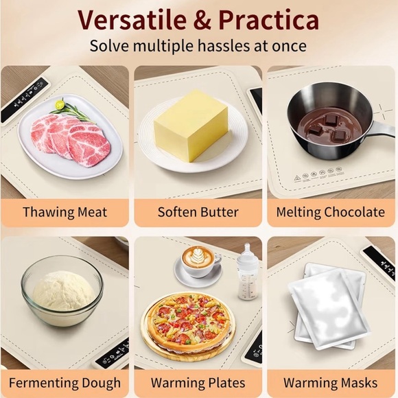 New Warming Mat for Food - Electric Silicone Food Warming Tray for Buffet, Beige - Picture 8 of 9